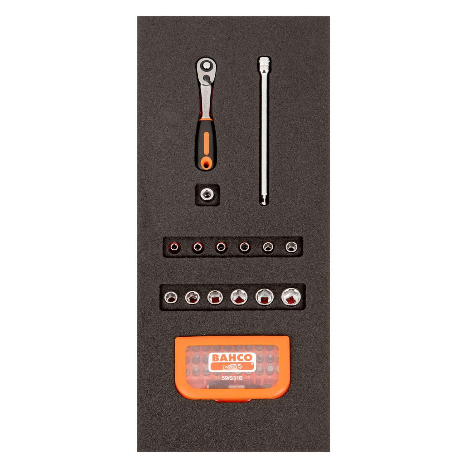 BAHCO FF1E2009EH Fit&Go 1/3 Foam Inlay 1/4 Socket Set & Bit Set - Premium SOCKET SET from BAHCO - Shop now at Yew Aik.