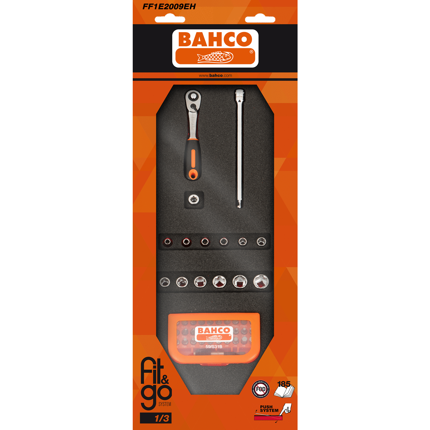 BAHCO FF1E2009EH Fit&Go 1/3 Foam Inlay 1/4 Socket Set & Bit Set - Premium SOCKET SET from BAHCO - Shop now at Yew Aik.