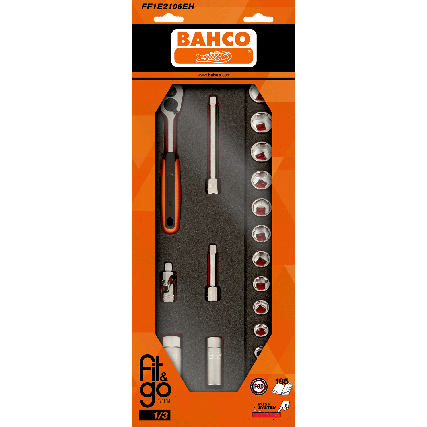 BAHCO FF1E2106EH Fit&Go 1/3 Foam Inlay 3/8” Socket Set - 8 pcs - Premium SOCKET SET from BAHCO - Shop now at Yew Aik.