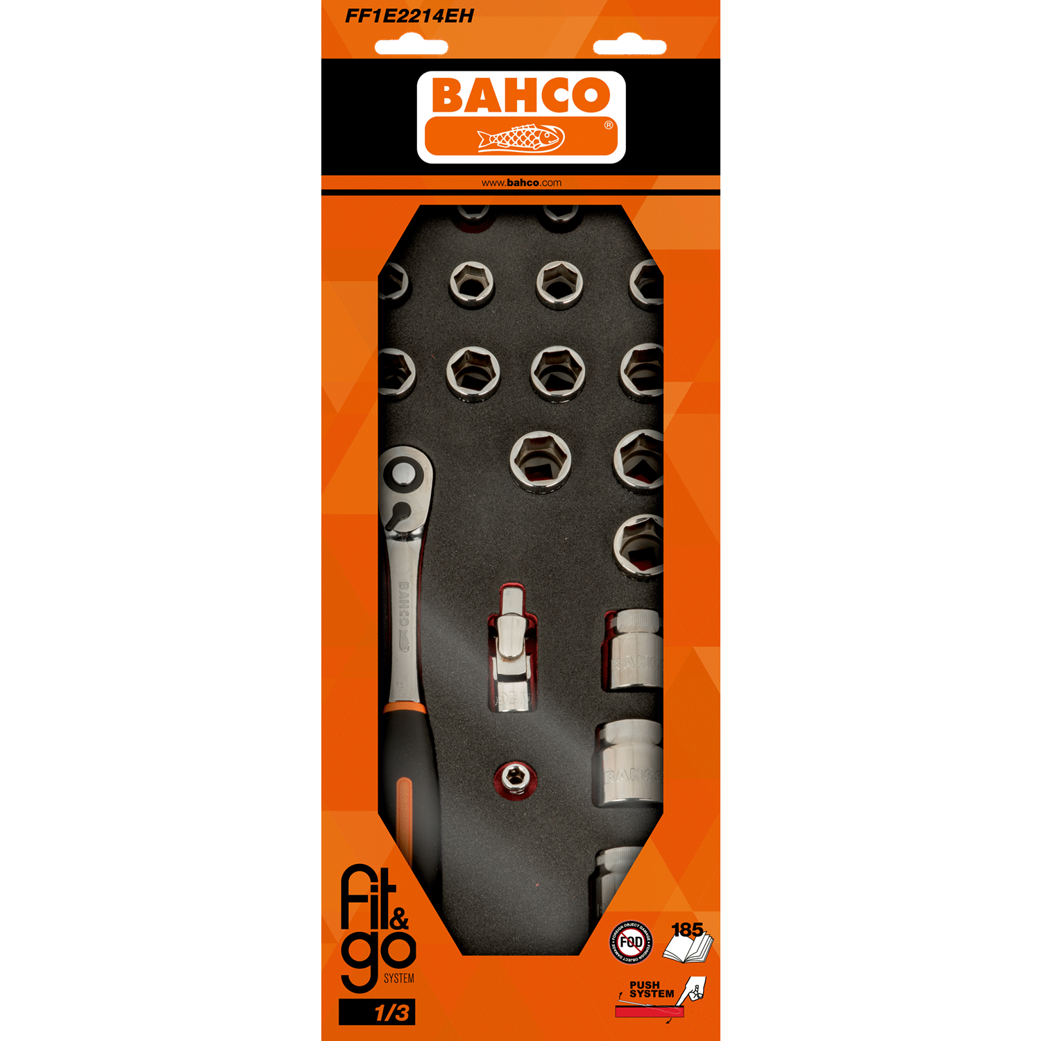 BAHCO FF1E2214EH Fit&Go 1/3 Foam Inlay 1/2” Socket Set - 21 pcs - Premium SOCKET SET from BAHCO - Shop now at Yew Aik.