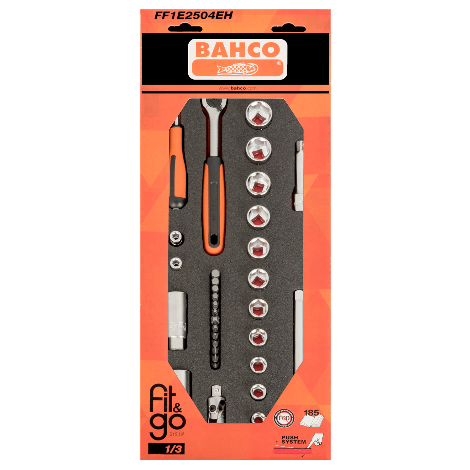 BAHCO FF1E2504EH Fit&Go 1/3 Foam Inlay 1/4” & 3/8” Socket Set - Premium SOCKET SET from BAHCO - Shop now at Yew Aik.