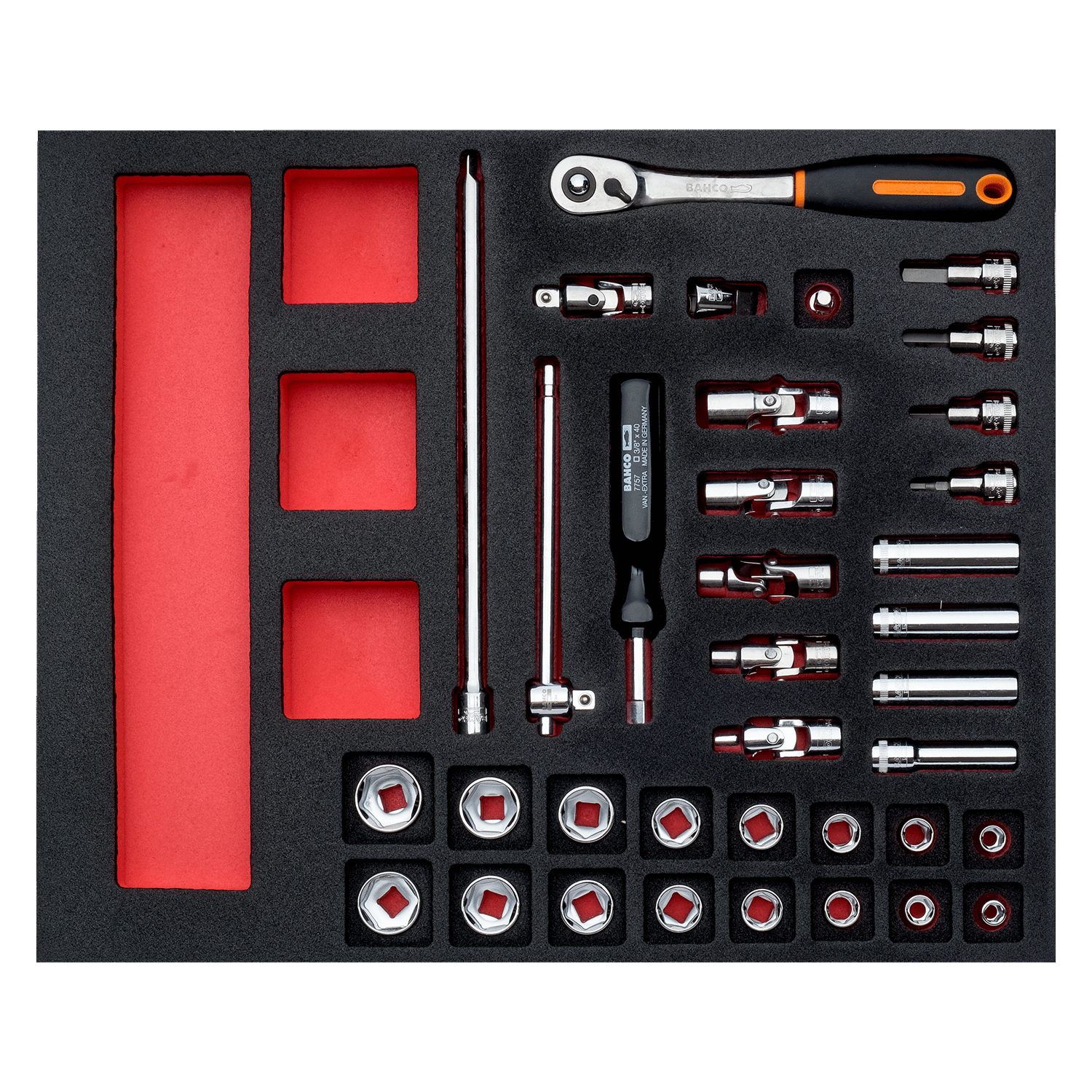 BAHCO FF1F2101 Fit&Go 2/3 Foam Inlay 3/8” Socket & Ratchet Set - Premium Ratchet Set from BAHCO - Shop now at Yew Aik.