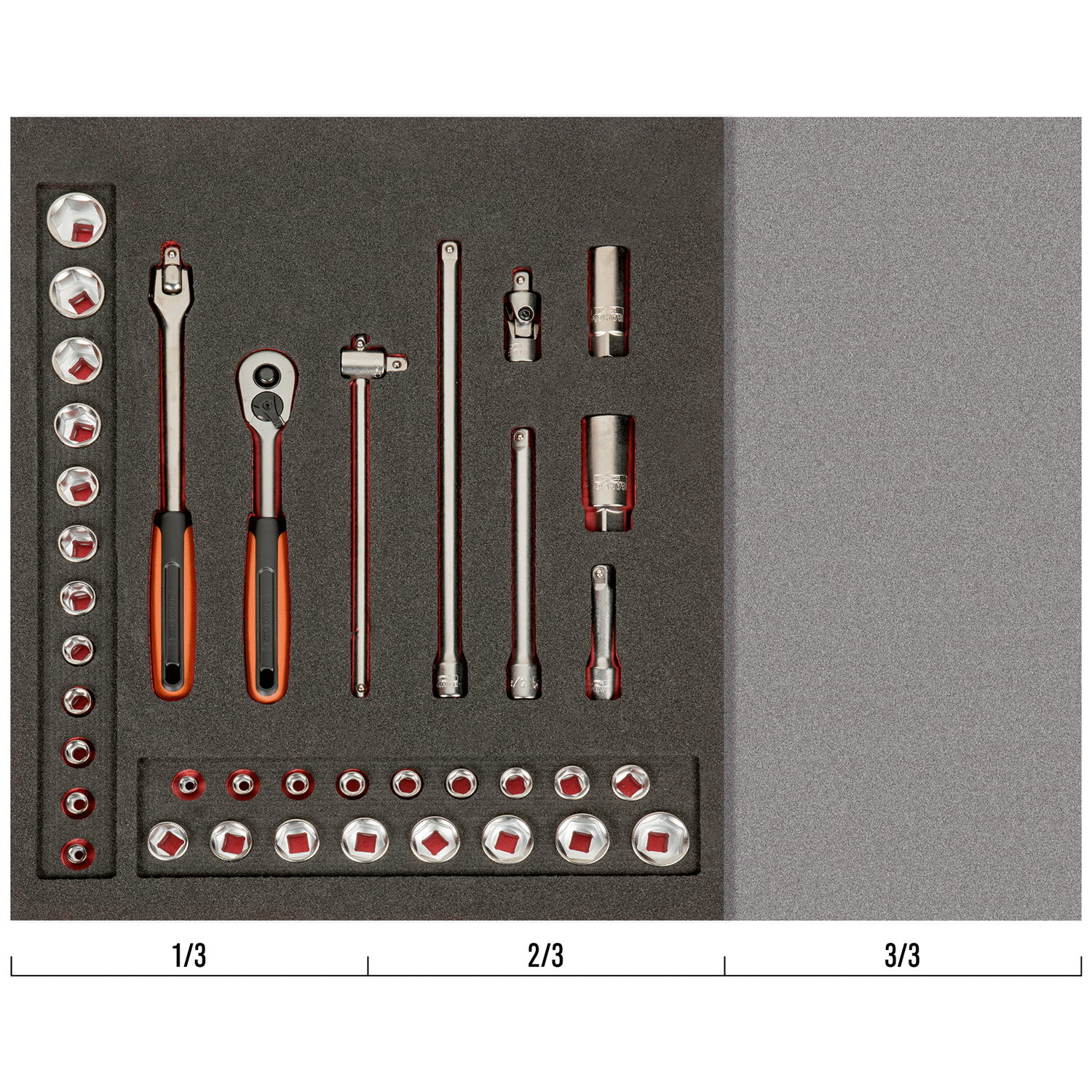 BAHCO FF1F2103 Fit&Go 2/3 Foam Inlay 3/8” Socket Set - 38 Pcs - Premium SOCKET SET from BAHCO - Shop now at Yew Aik.