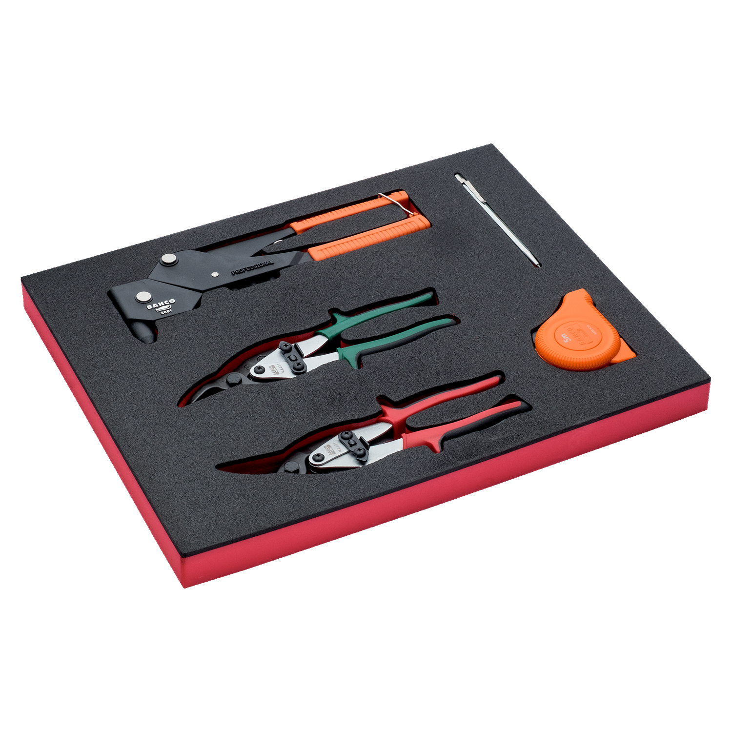 BAHCO FF1F5002 Fit&Go 2/3Foam Inlay Rivet Gun/Measuring Tape Set - Premium Measuring Tape Set from BAHCO - Shop now at Yew Aik.