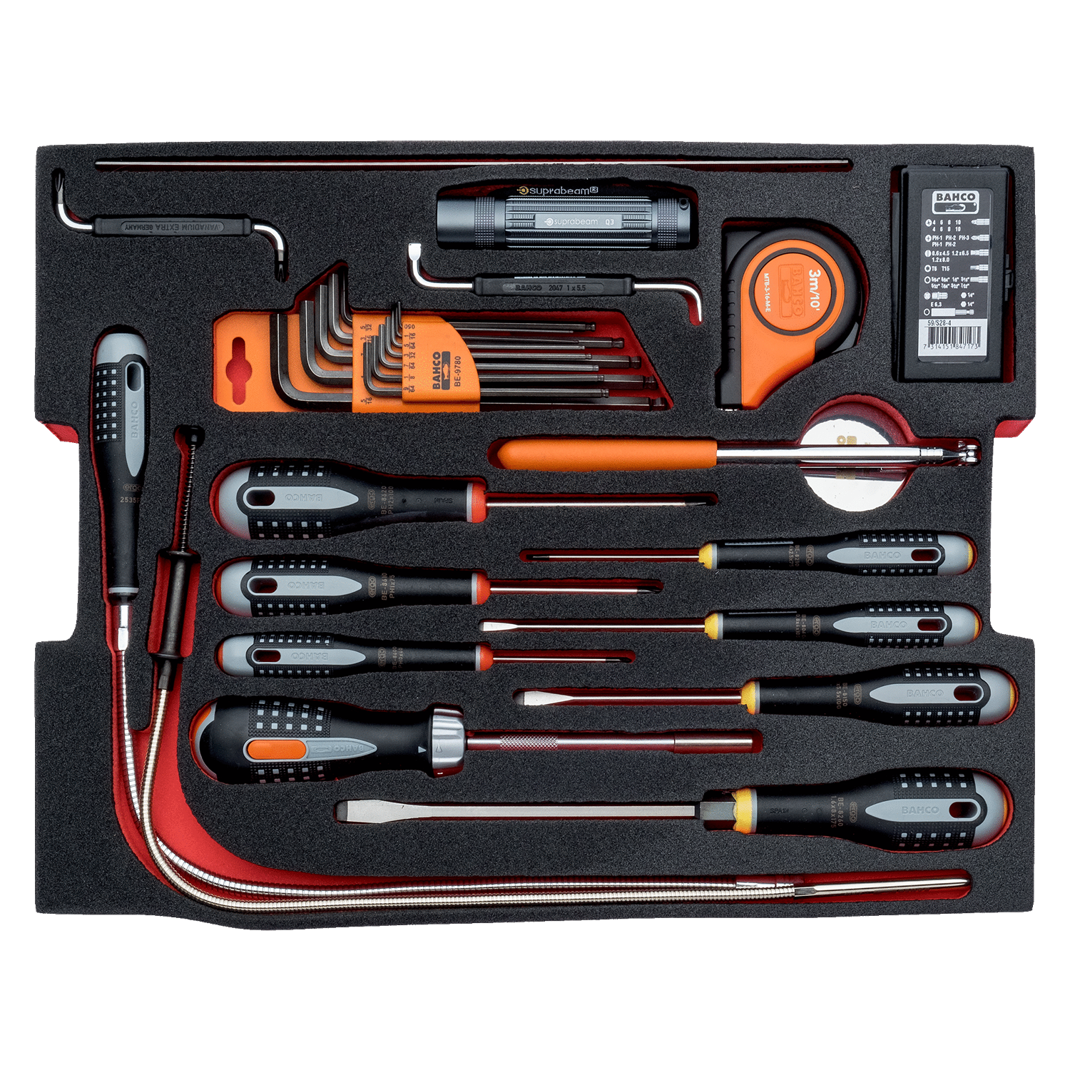 BAHCO FF2A09 Foam Inlay Screwdriver and Wrench Set for Rigid Case - Premium Screwdriver and Wrench Set from BAHCO - Shop now at Yew Aik.