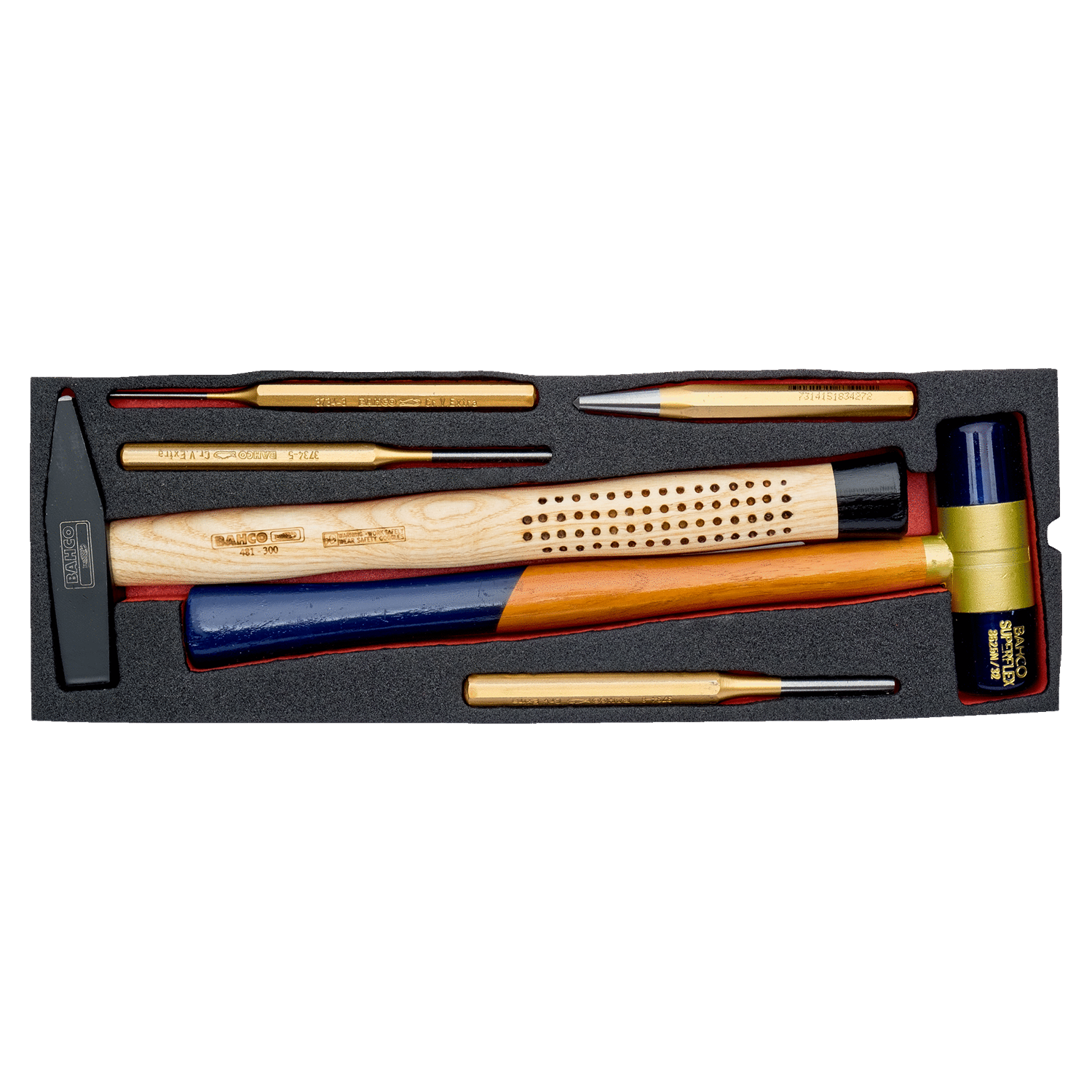 BAHCO FF2B06 Foam Inlay Hammer and Punch Set for Rigid Case - Premium Hammer and Punch Set from BAHCO - Shop now at Yew Aik.