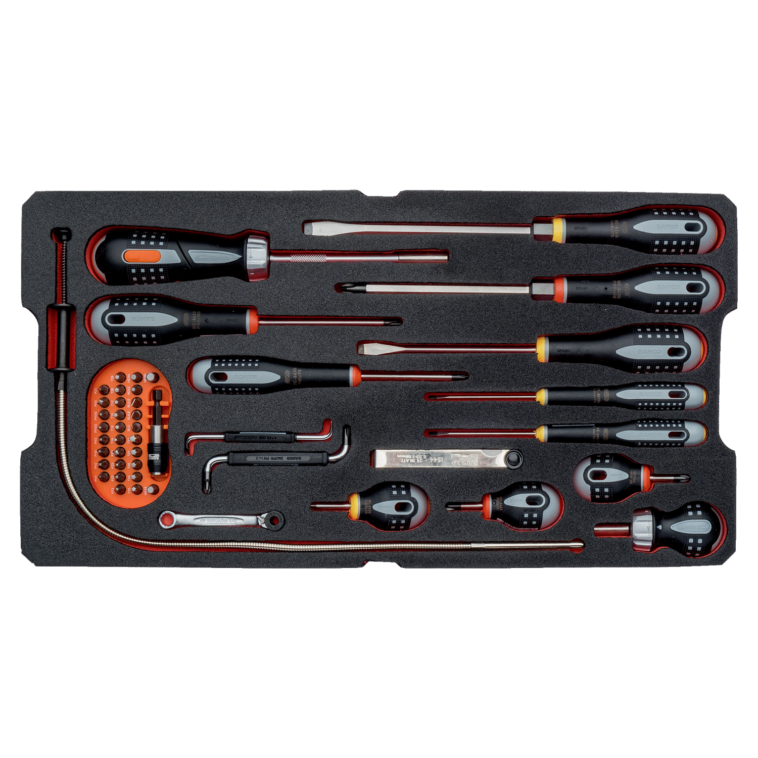 BAHCO FF2B14 Foam Inlay Screwdriver Set for Heavy Duty Rigid Case - Premium Screwdriver Set from BAHCO - Shop now at Yew Aik.