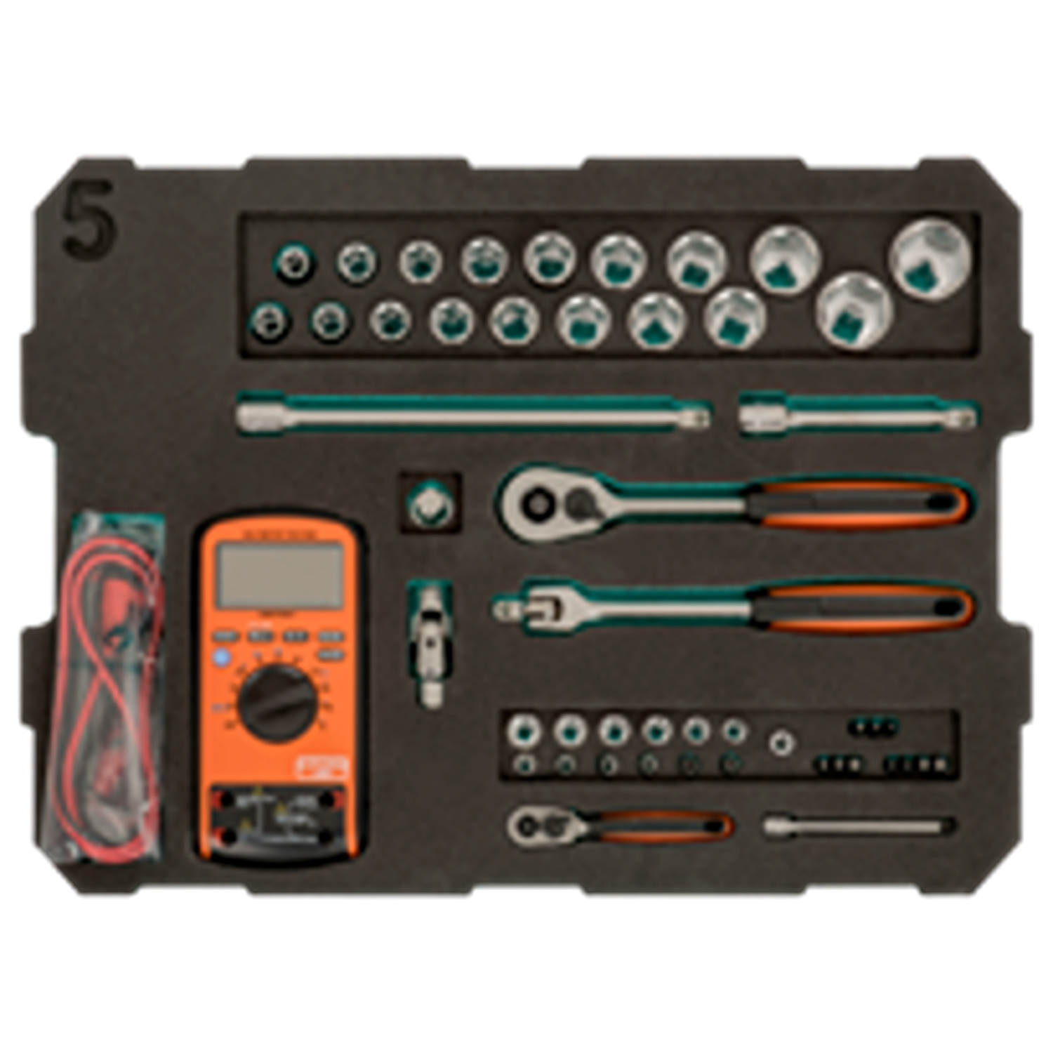 BAHCO FF2C01 Foam Inlay 1/4” & 1/2” Socket Set & Multimeter - Premium Socket Set from BAHCO - Shop now at Yew Aik.