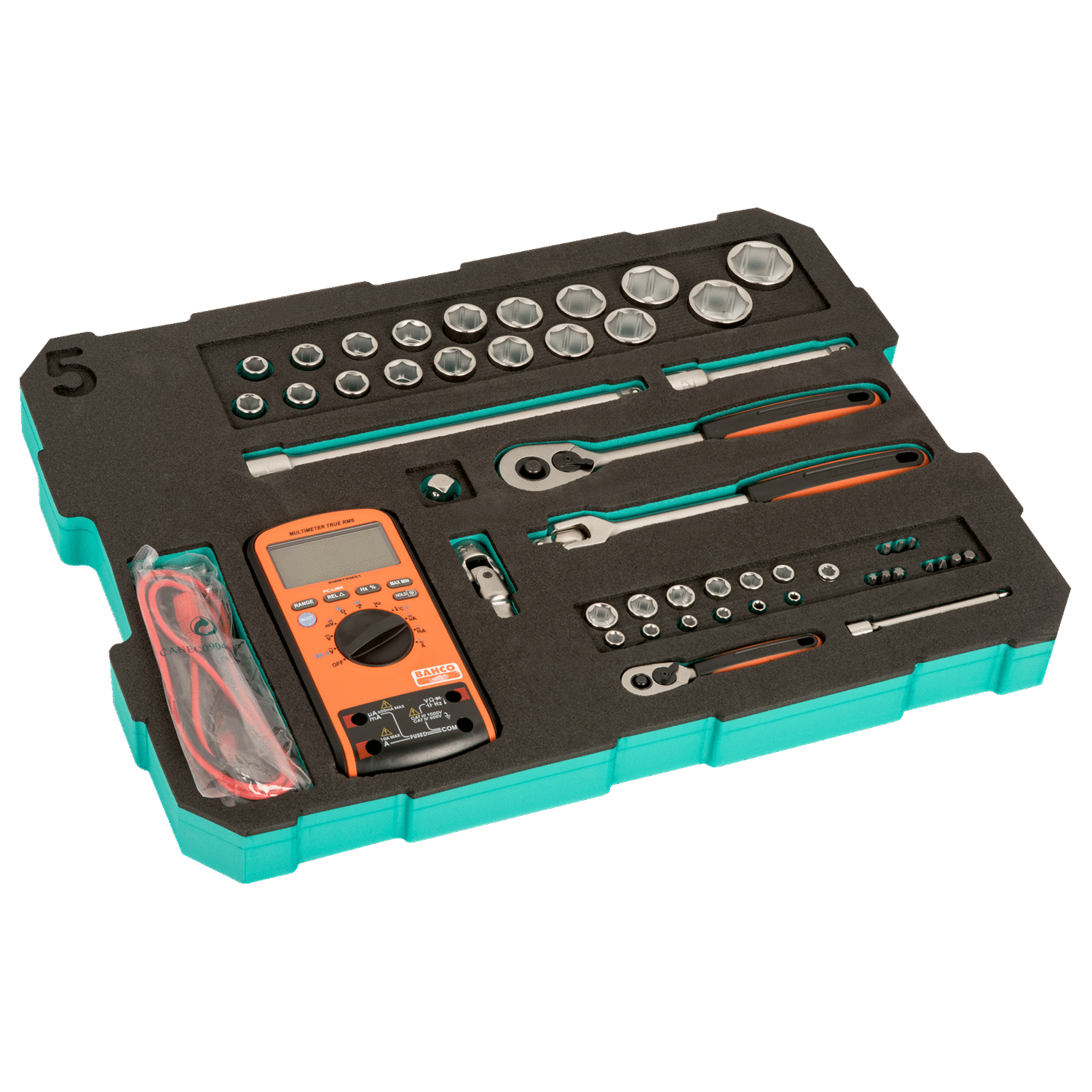 BAHCO FF2C01 Foam Inlay 1/4” & 1/2” Socket Set & Multimeter - Premium Socket Set from BAHCO - Shop now at Yew Aik.