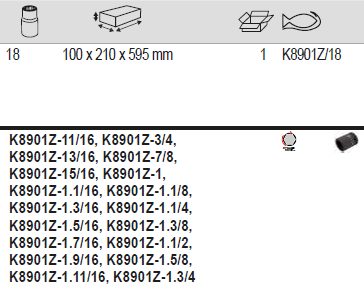 BAHCO K8901Z/18 3/4" Square Drive Impact Socket Set - 18 pcs - Premium Impact Socket Set from BAHCO - Shop now at Yew Aik.