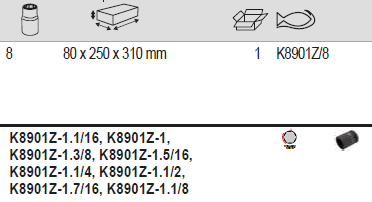 BAHCO K8901Z/8 3/4" Square Drive Impact Socket Set - 8 pcs - Premium Impact Socket Set from BAHCO - Shop now at Yew Aik.