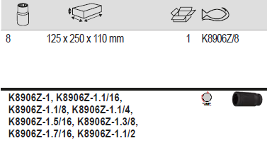 BAHCO K8906Z/8 3/4" Square Drive Deep Impact Socket Set - 8 pcs - Premium Impact Socket Set from BAHCO - Shop now at Yew Aik.