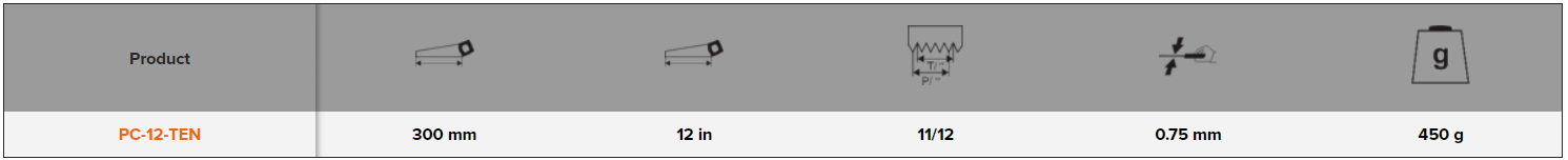 BAHCO PC-TEN ProfCut Tenon Handsaw Medium Thick Materials 11"/12" - Premium Handsaw from BAHCO - Shop now at Yew Aik.