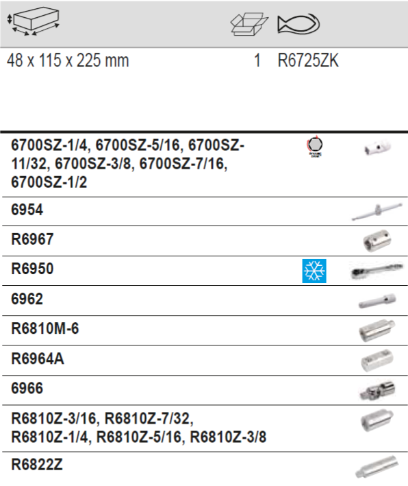 BAHCO R6725ZK 1/4” Square Drive Socket Set Refrigeration - Premium Socket Set from BAHCO - Shop now at Yew Aik.