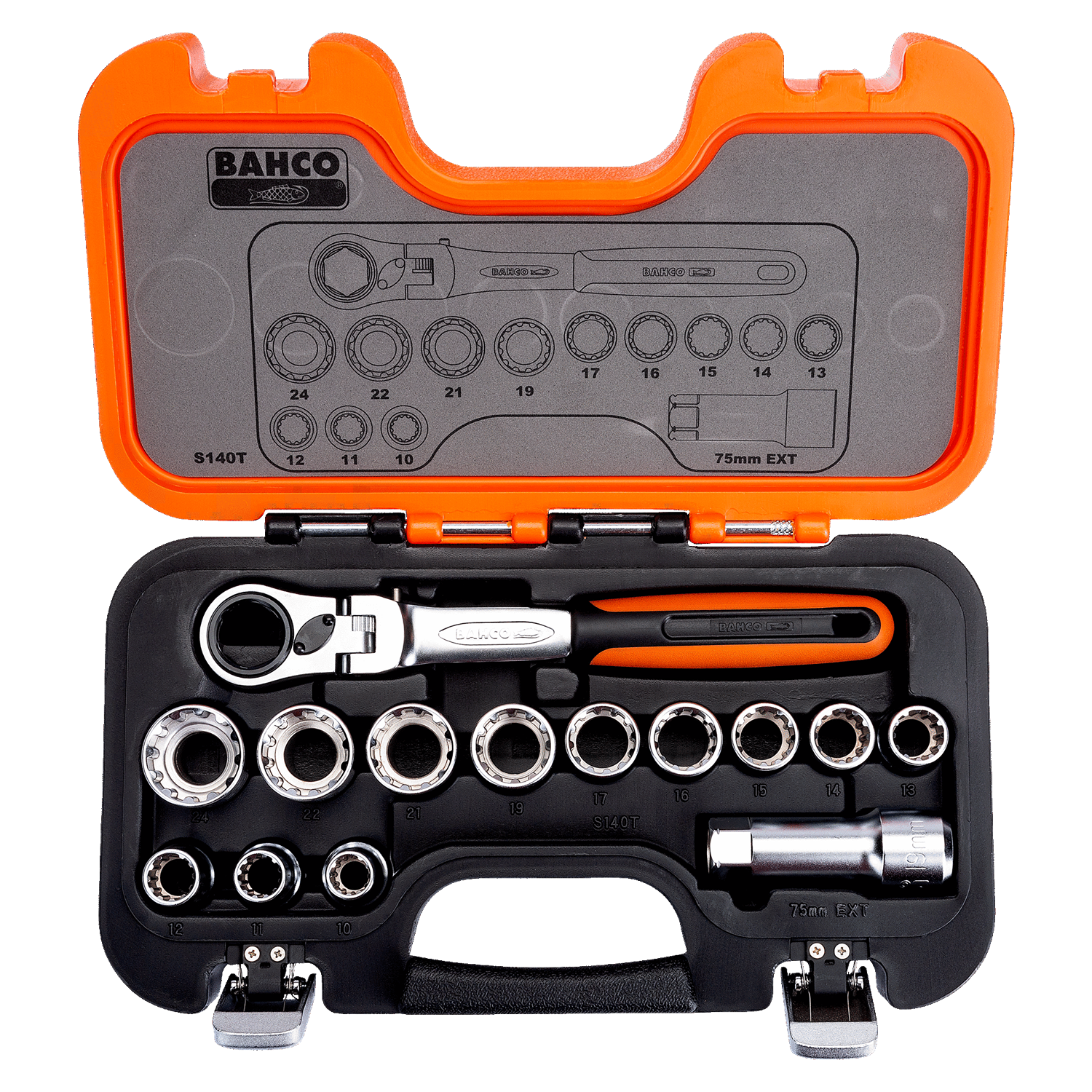 BAHCO S140T Pass- Through Socket Set Flexi Head Ratchet - Premium Socket Set from BAHCO - Shop now at Yew Aik.