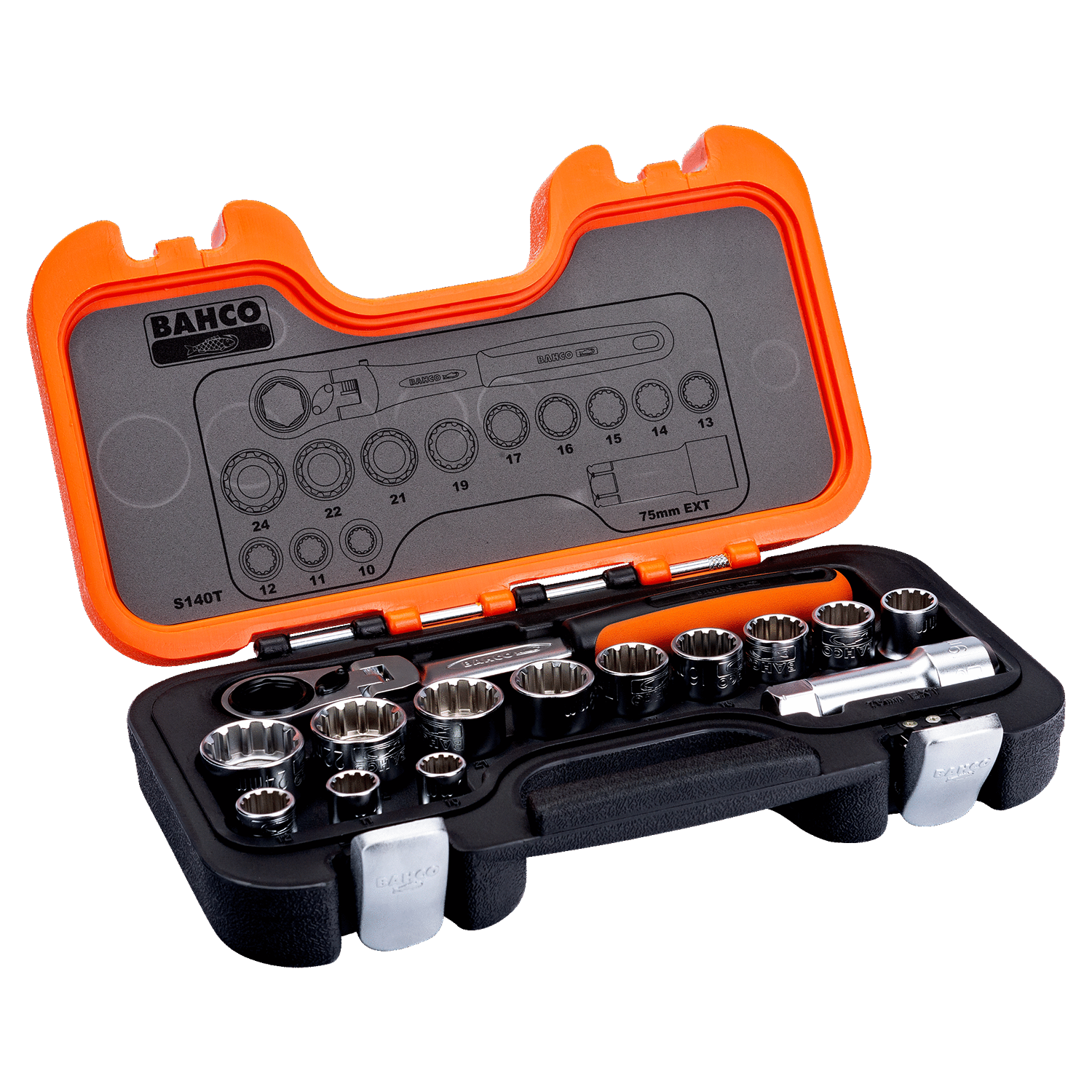 BAHCO S140T Pass- Through Socket Set Flexi Head Ratchet - Premium Socket Set from BAHCO - Shop now at Yew Aik.