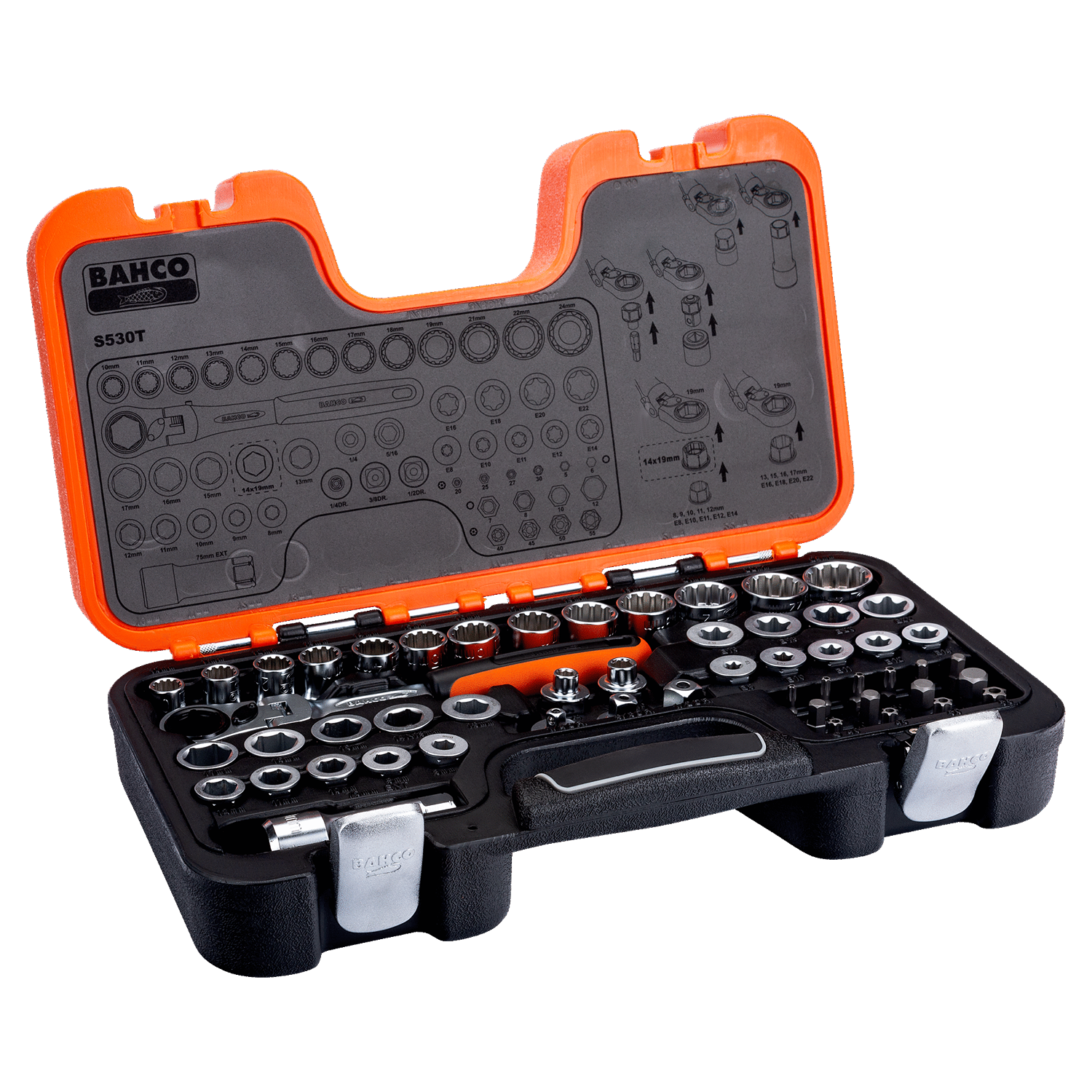 BAHCO S530T Pass- Through Socket Set Flexi Head Ratchet/ Adaptors - Premium Socket Set from BAHCO - Shop now at Yew Aik.