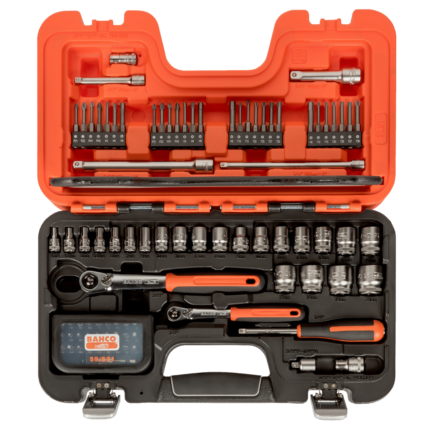 BAHCO SL91 1/4” AND 1/2” Square Drive Socket Set 91 Pcs - Premium Socket Set from BAHCO - Shop now at Yew Aik.