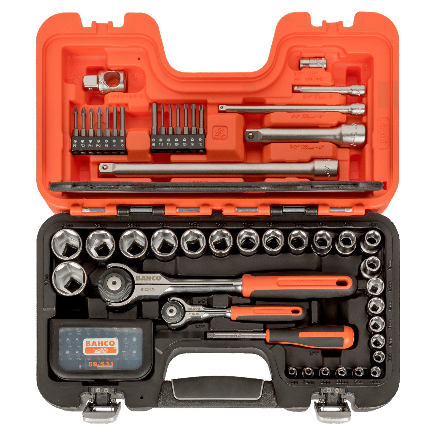 BAHCO SW79 1/4” and 1/2” Square Drive Socket Set 79 Pcs - Premium 1/4” and 1/2” Square Drive Socket Set from BAHCO - Shop now at Yew Aik.