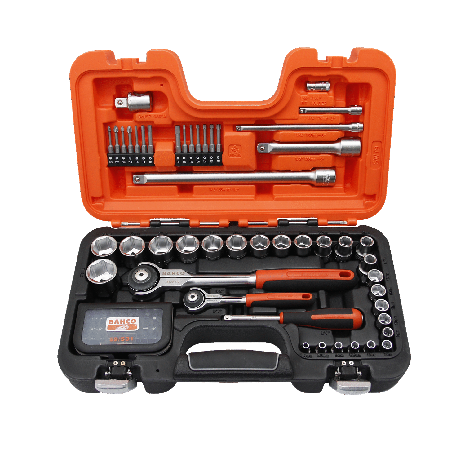 BAHCO SW79 1/4” and 1/2” Square Drive Socket Set 79 Pcs - Premium 1/4” and 1/2” Square Drive Socket Set from BAHCO - Shop now at Yew Aik.