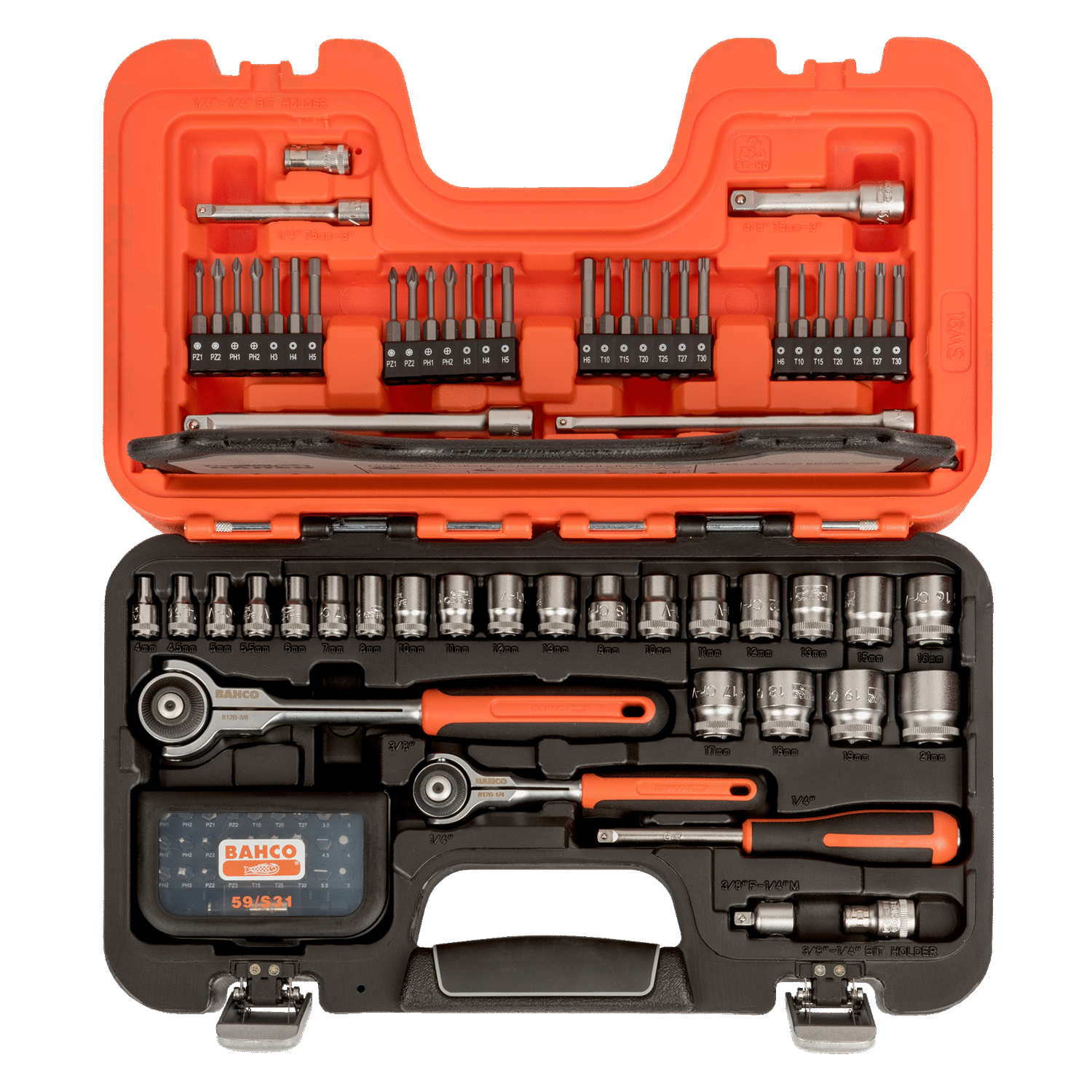 BAHCO SW91 1/4” and 1/2” Square Drive Socket Set 91 Pcs - Premium 1/4” and 1/2” Square Drive Socket Set from BAHCO - Shop now at Yew Aik.