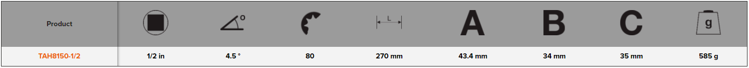 BAHCO TAH8150-1/2 1/2” Reversible Ratchet with Sealed Dyneema - Premium Reversible Ratchet from BAHCO - Shop now at Yew Aik.