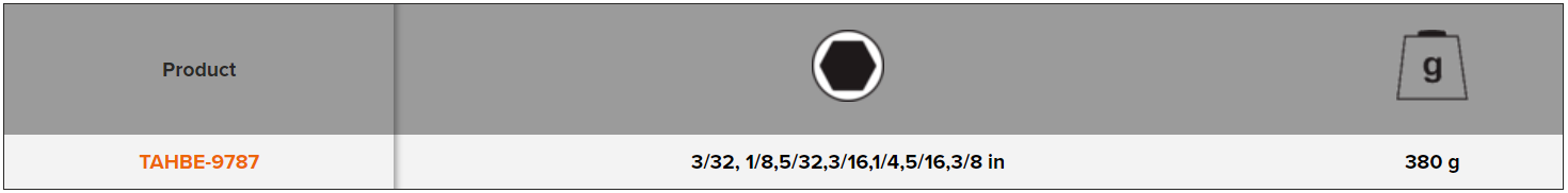 BAHCO TAHBE-9787 Imperial Offset Screwdriver Hex Key Folder- 7pcs - Premium Hex Key Folder from BAHCO - Shop now at Yew Aik.