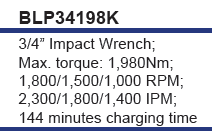 BLUE-POINT BLP34198K 3/4" Impact Wrench 1980Nm (BLUE-POINT) - Yew Aik (S) Pte Ltd