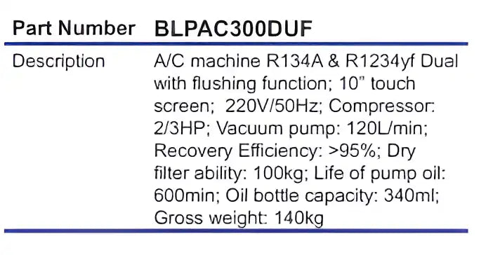 BLUE-POINT BLPAC300DUF A/C Machine R134A & R1234yf Dual with flushing - Yew Aik (S) Pte Ltd
