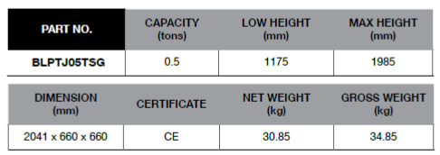 BLUE-POINT BLPTJ05TSG Transmission Jack 1/2 Ton (BLUE-POINT) - Premium Transmission Jack from BLUE-POINT - Shop now at Yew Aik.
