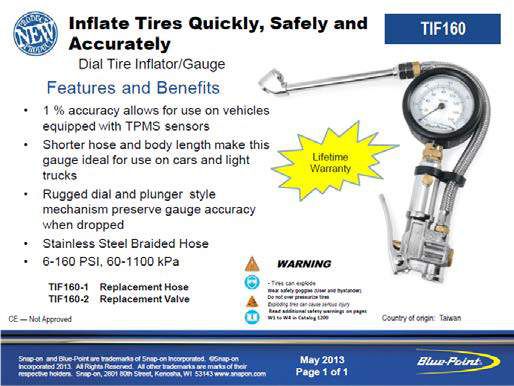 BLUE-POINT TIF160 Dial Tire Gauge / Inflator (BLUE-POINT) - Premium Dial Tire Gauge from BLUE-POINT - Shop now at Yew Aik.