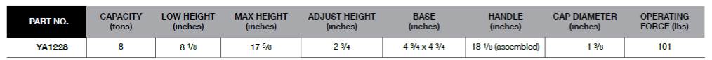 BLUE-POINT YA1228 8 Ton Bottle Jack (BLUE-POINT) - Premium Bottle Jack from BLUE-POINT - Shop now at Yew Aik.