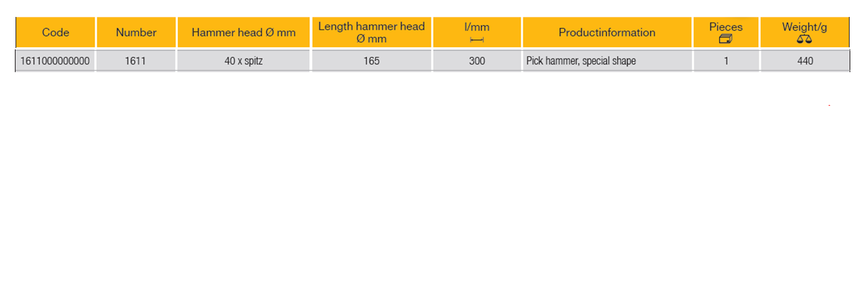 ELORA 1611 Bodywork Pick Hammer Special Shape 165mm (ELORA Tools) - Premium Bodywork Pick Hammer Special Shape from ELORA - Shop now at Yew Aik.
