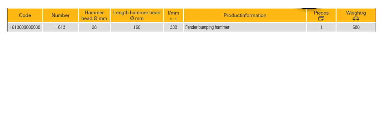 ELORA 1613 Bodywork Fender Bumping Hammer 160mm (ELORA Tools) - Premium Bumping Hammer from ELORA - Shop now at Yew Aik.