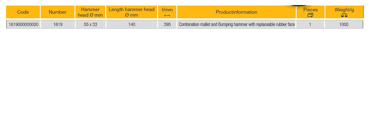 ELORA 1619 Bodywork Bumping Hammer with Replaceable Rubber Face - Premium Bodywork Bumping Hammer from ELORA - Shop now at Yew Aik.