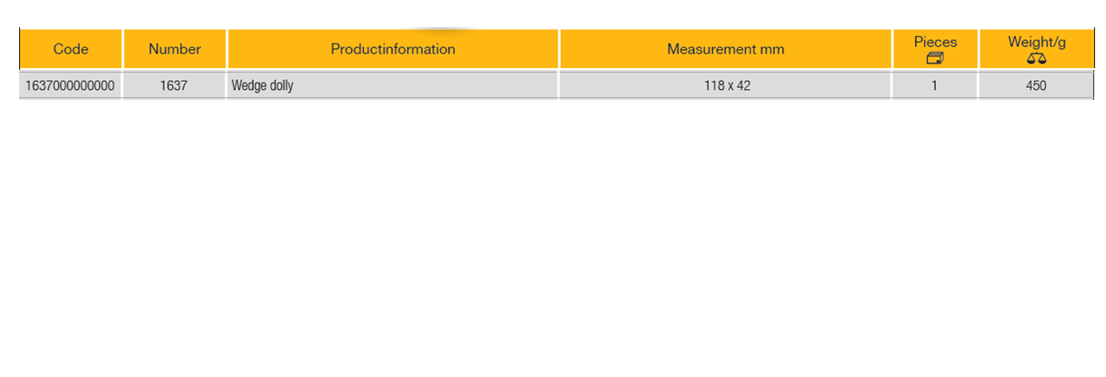 ELORA 1637 Bodywork Wedge Dolly 118 x 42 mm (ELORA Tools) - Premium Bodywork Wedge Dolly from ELORA - Shop now at Yew Aik.