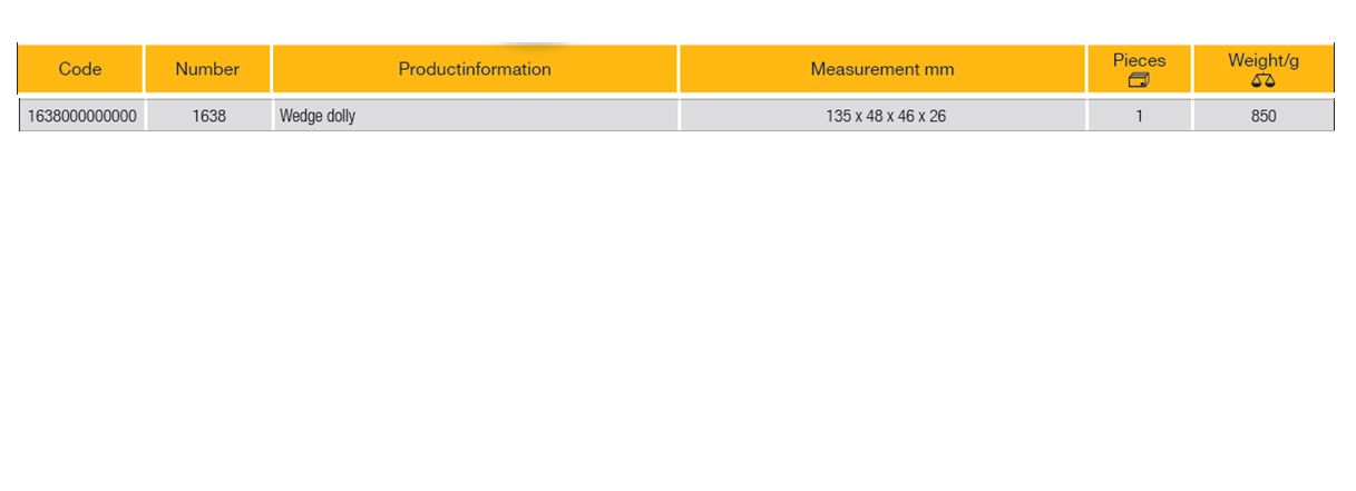 ELORA 1638 Bodywork Wedge Dolly 1135 x 48 x 46 x 26 mm - Premium Bodywork Wedge Dolly from ELORA - Shop now at Yew Aik.