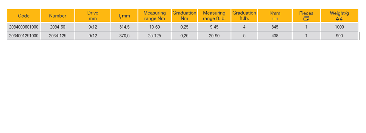 ELORA 2034-60/125 9x12mm Torque Wrench With Rectangular Intake - Premium Torque Wrench from ELORA - Shop now at Yew Aik.