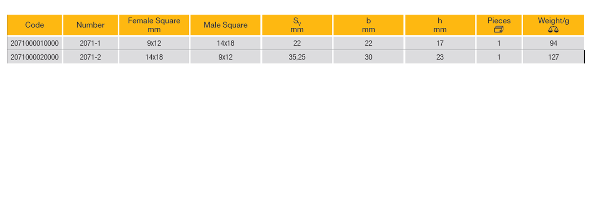ELORA 2071 Socket Adaptor for Insert Tool 9x12 and 14x8 mm - Premium Socket Adaptor from ELORA - Shop now at Yew Aik.