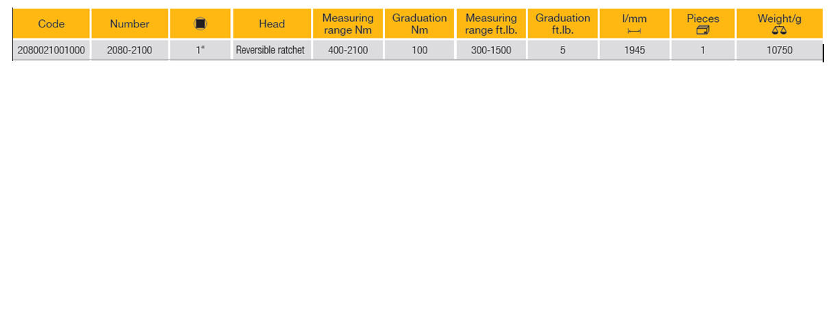 ELORA 2080-2100 1" Torque Wrench (ELORA Tools) - Premium 1" Torque Wrench from ELORA - Shop now at Yew Aik.