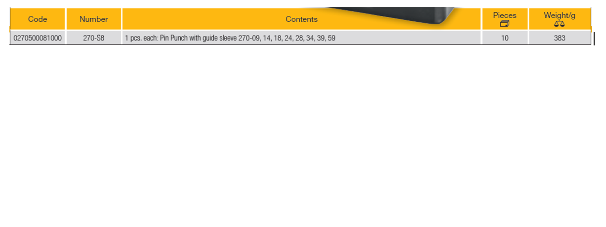 ELORA 270-S8 Pin Punch Set (ELORA Tools) - Premium Pin Punch Set from ELORA - Shop now at Yew Aik.