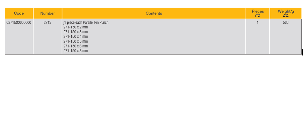 ELORA 271S Parallel Pin Punch Set In Wooden Holder (ELORA Tools) - Premium Pin Punch from ELORA - Shop now at Yew Aik.