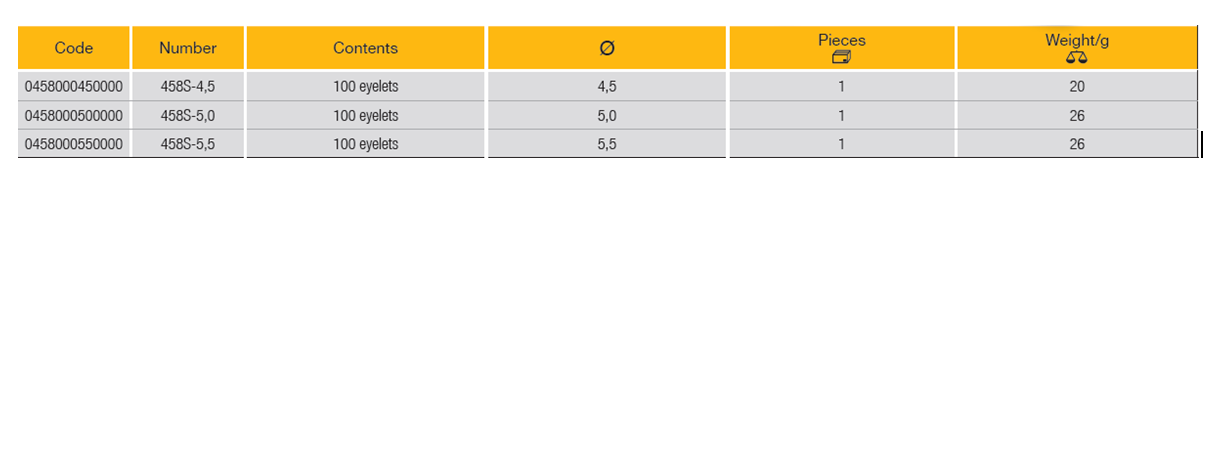 ELORA 458S Eyelets For Pressing (ELORA Tools) - Premium Eyelets from ELORA - Shop now at Yew Aik.