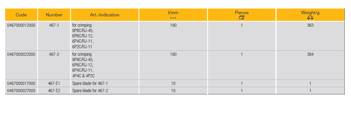 ELORA 467 Crimping Plier for Western Plugs (ELORA Tools) - Premium Crimping Plier from ELORA - Shop now at Yew Aik.