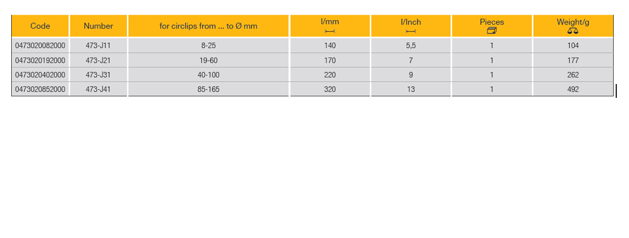 ELORA 473-J 11-41 Circlip Plier For Internal Retaining Ring - Premium Circlip Plier from ELORA - Shop now at Yew Aik.