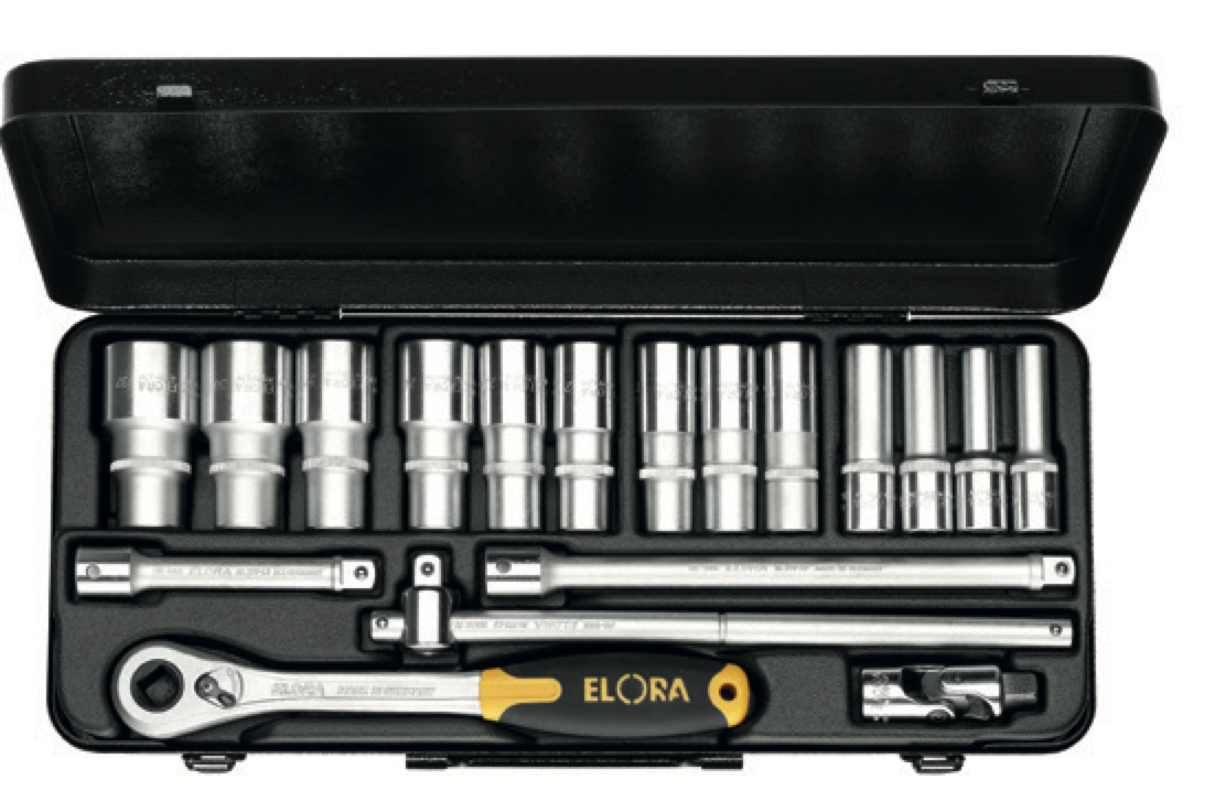 ELORA 770-LTIU/LTIK 1/2" Bi-Hexagon Socket Set Metric 18Pcs - Premium 1/2" Bi-Hexagon Socket Set Metric from ELORA - Shop now at Yew Aik.