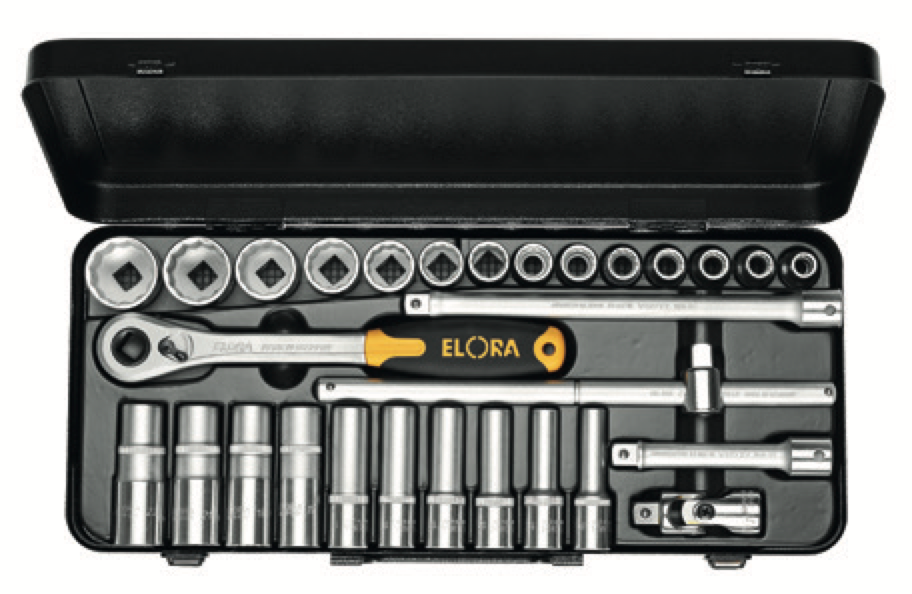 ELORA 770-LTU/LTK 1/2" Bi-Hexagon Socket Set Metric 29Pcs - Premium 1/2" Bi-Hexagon Socket Set Metric from ELORA - Shop now at Yew Aik.