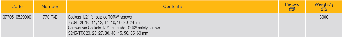 ELORA 770-TXE 1/2" Torx Socket Set 17Pcs (ELORA Tools) - Premium 1/2" Torx Socket Set from ELORA - Shop now at Yew Aik.