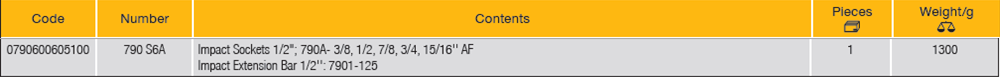 ELORA 790 S6A 1/2" Impact Socket Set Inches (ELORA Tools) - Premium 1/2" Impact Socket Set from ELORA - Shop now at Yew Aik.