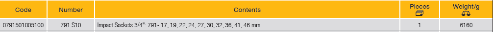 ELORA 791 S10 3/4" Impact Socket Set Hexagon Metric (ELORA Tools) - Premium 3/4" Impact Socket Set from ELORA - Shop now at Yew Aik.